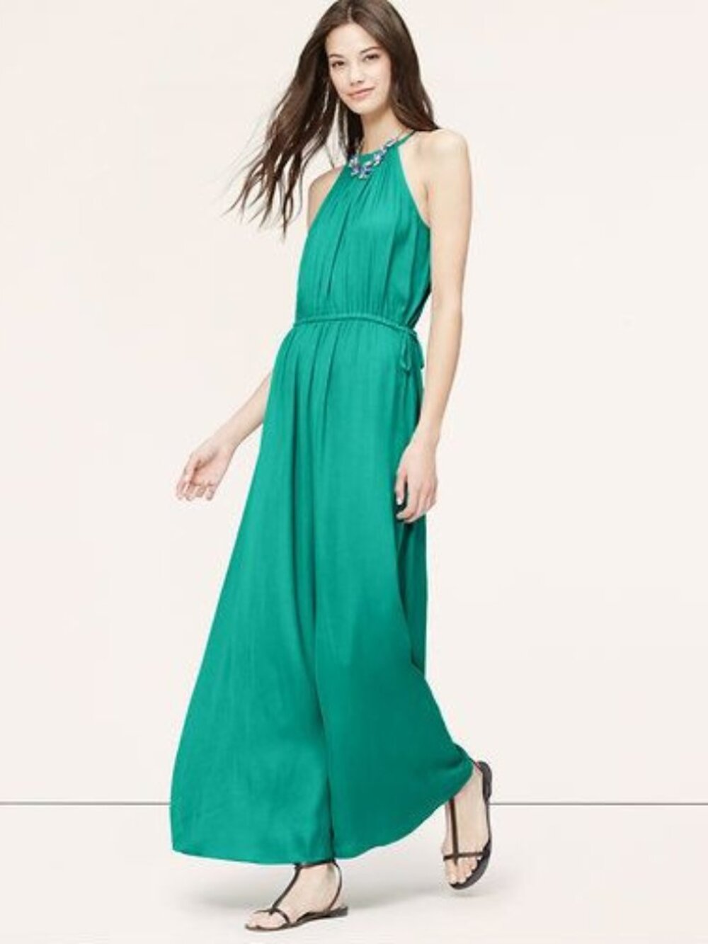 LOFT LIGHT HALTER MAXI DRESS L